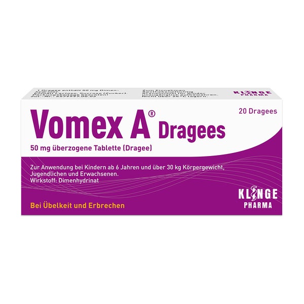 Vomex A Dragees 50 Mg überzogene Tabletten Dragees 20 St