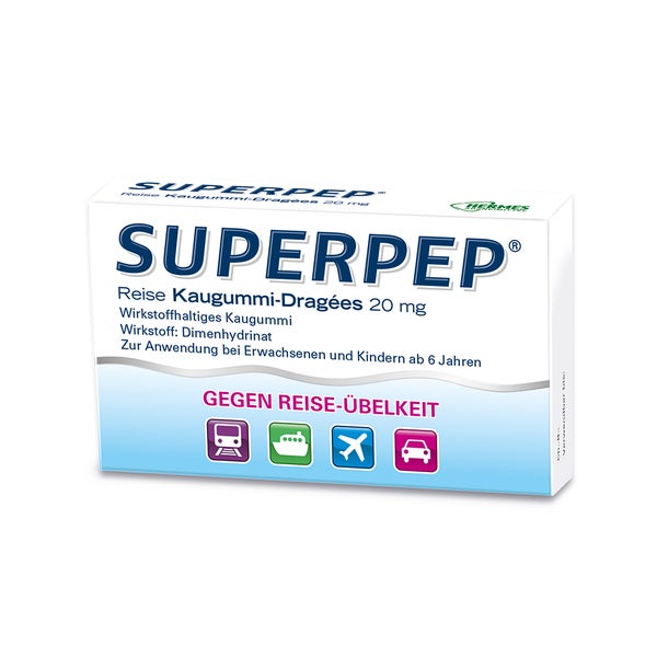 Superpep Reise Kaugummi Dragees 20mg 10 St
