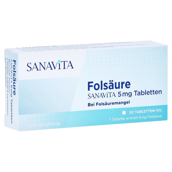 Folsäure Sanavita 5 Mg Tabletten 20 St