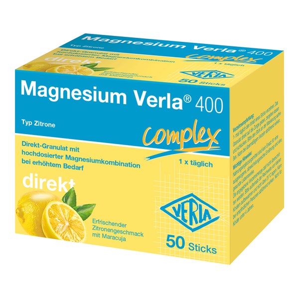 Magnesium Verla 400 Zitrone Direkt-granulat 50 St