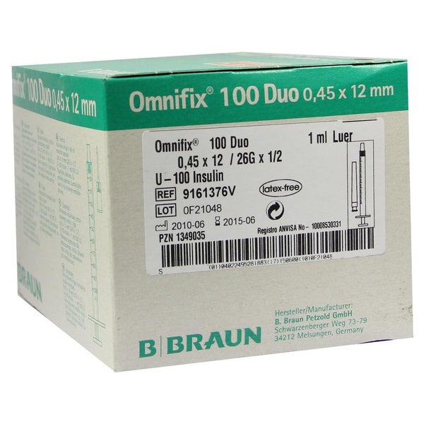 Omnifix Duo 100 Insulin Einmalspritzen 100X1 ml