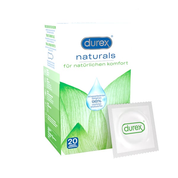 Durex Naturals Kondome Mit Gleitgel Wasserbasiert 2X10 St