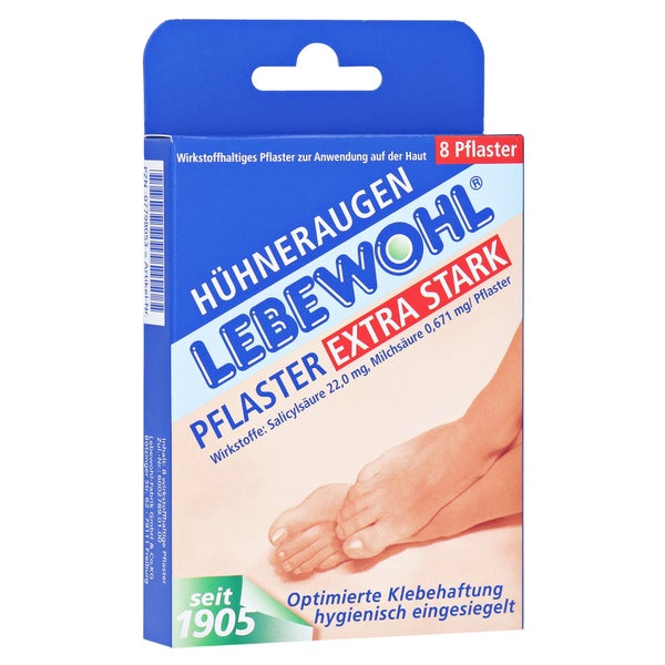 Lebewohl Hühneraugen Plaster Extra Stark Eingesieg 8 St