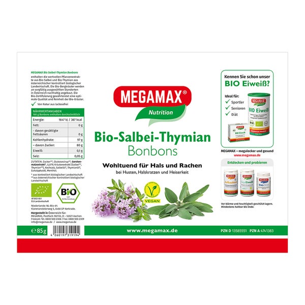 Megamax Bio Salbei-thymian Bonbon 85 g